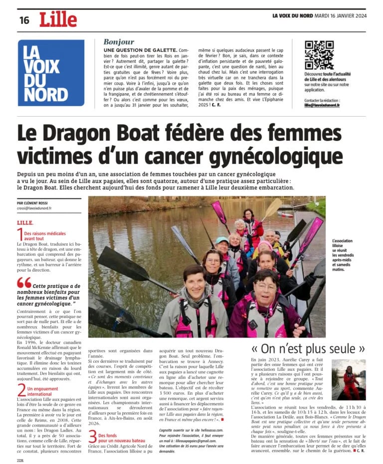 Article Voix du Nord - Janvier 2024